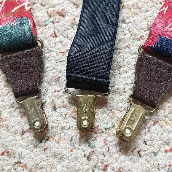 Pelican USA Suspenders Adjustable Clip On Style Red Abstract Fabric Stretch - Picture 5 of 6